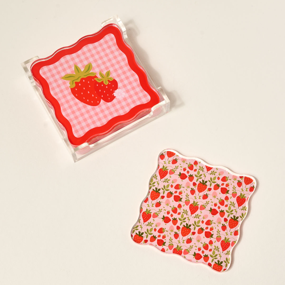 Strawberry Fields Table Talk Acrylic Coaster Set