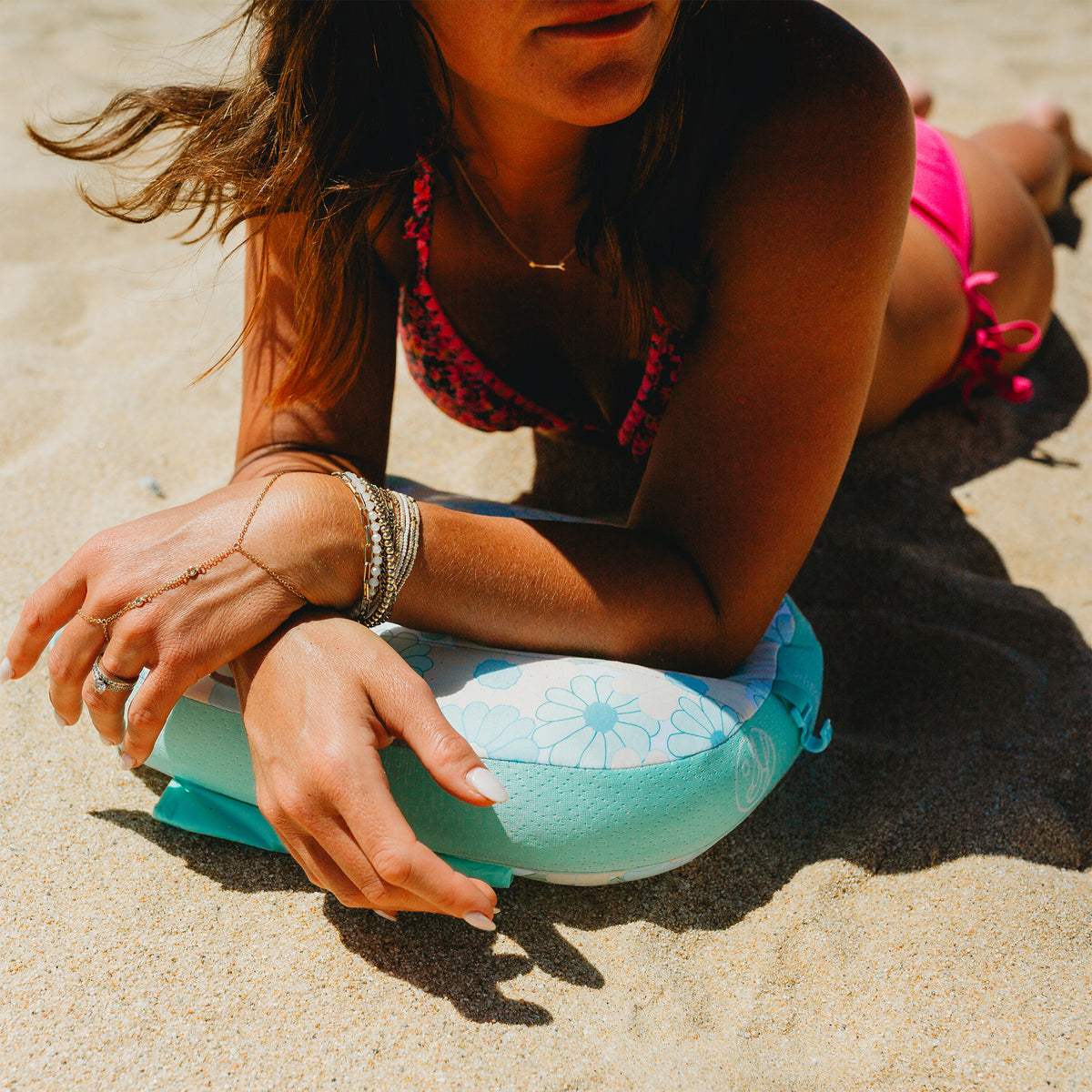 Daisy Craze Aqua Ballast Beach Pillow