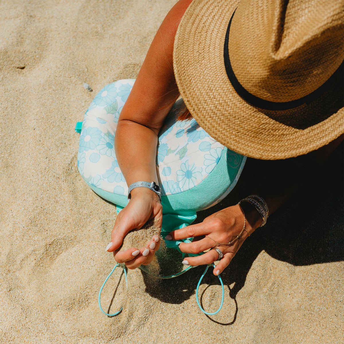 Daisy Craze Aqua Ballast Beach Pillow