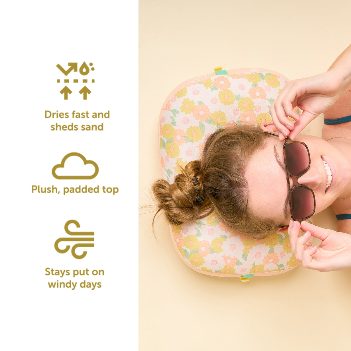 Daisy Craze Peach Ballast Beach Pillow