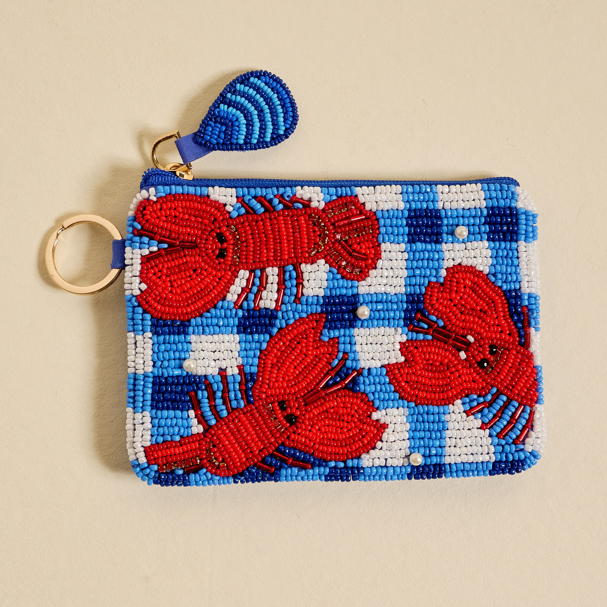 Lobsters & Pearls Handcrafted Beaded Pouch