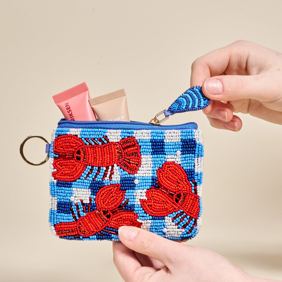 Lobsters & Pearls Handcrafted Beaded Pouch
