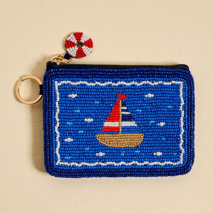 Sail Away Handcrafted Beaded Pouch