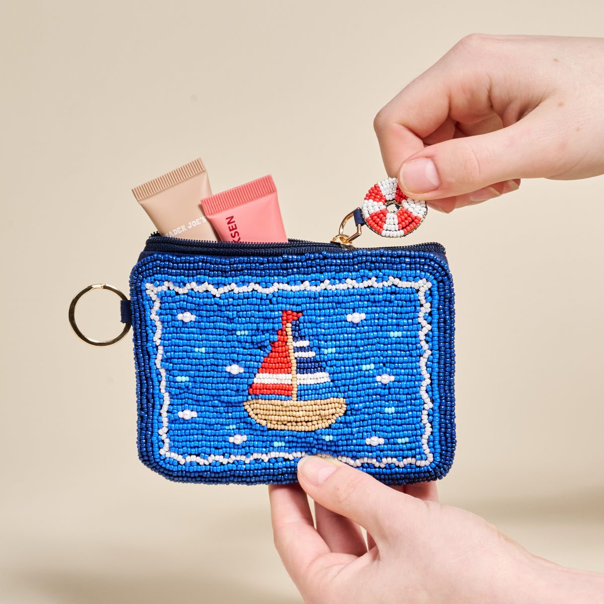 Sail Away Handcrafted Beaded Pouch