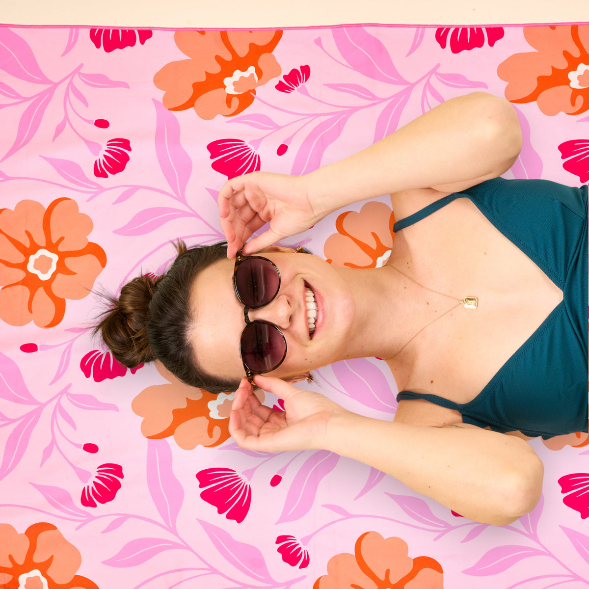Poppin' Petals Hot Pink XL Quick-Dry Beach Towel
