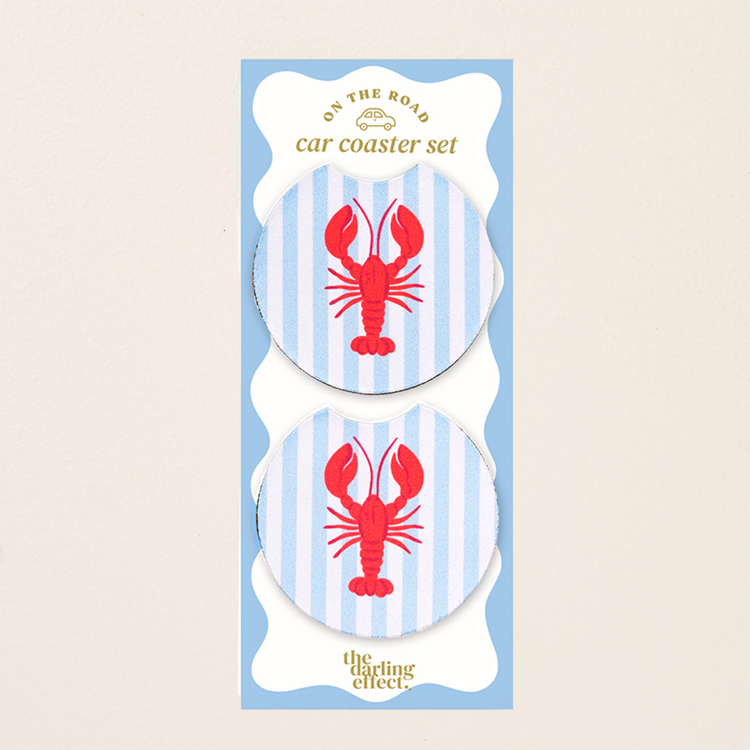 Lobster On the Road Car Coaster Set