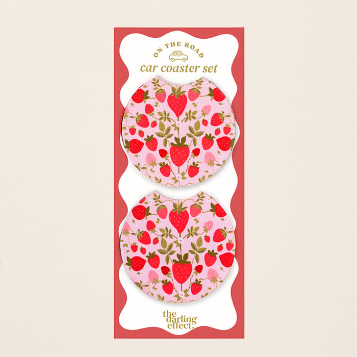 Strawberry Fields On the Road Car Coaster Set