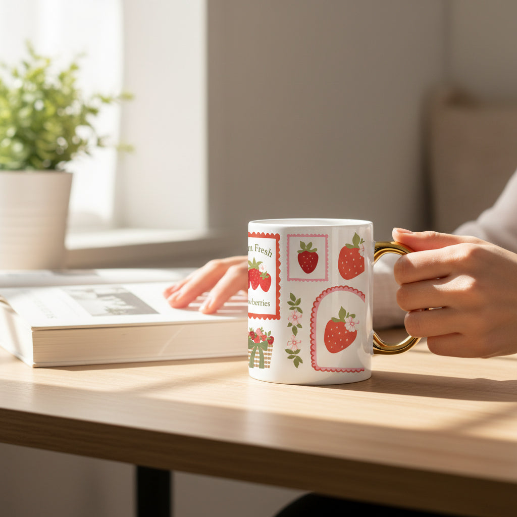 Strawberry 11 oz Cozy Cute Ceramic Mug