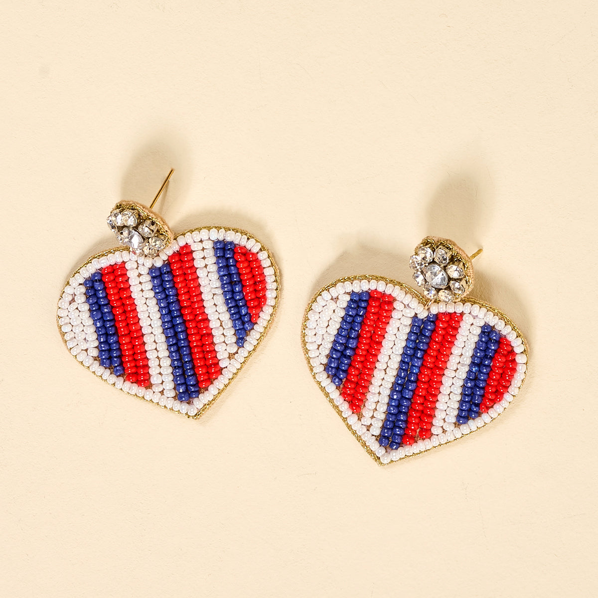 Americana Heart Beaded Earrings
