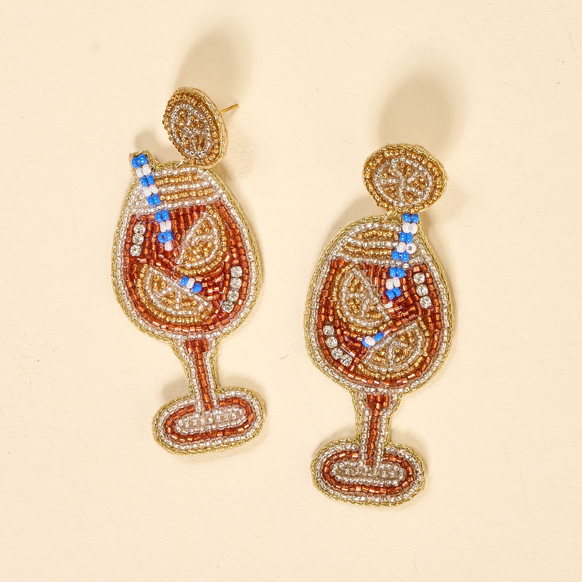 Aperol Spritz Beaded Earrings