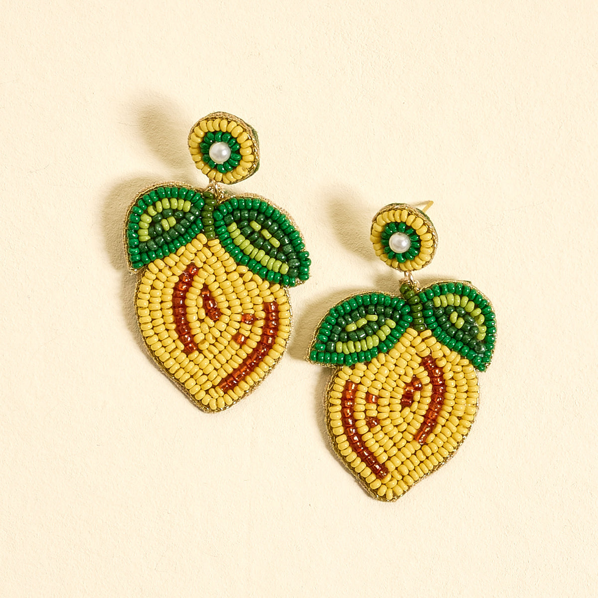 Lemon Beaded Earrings