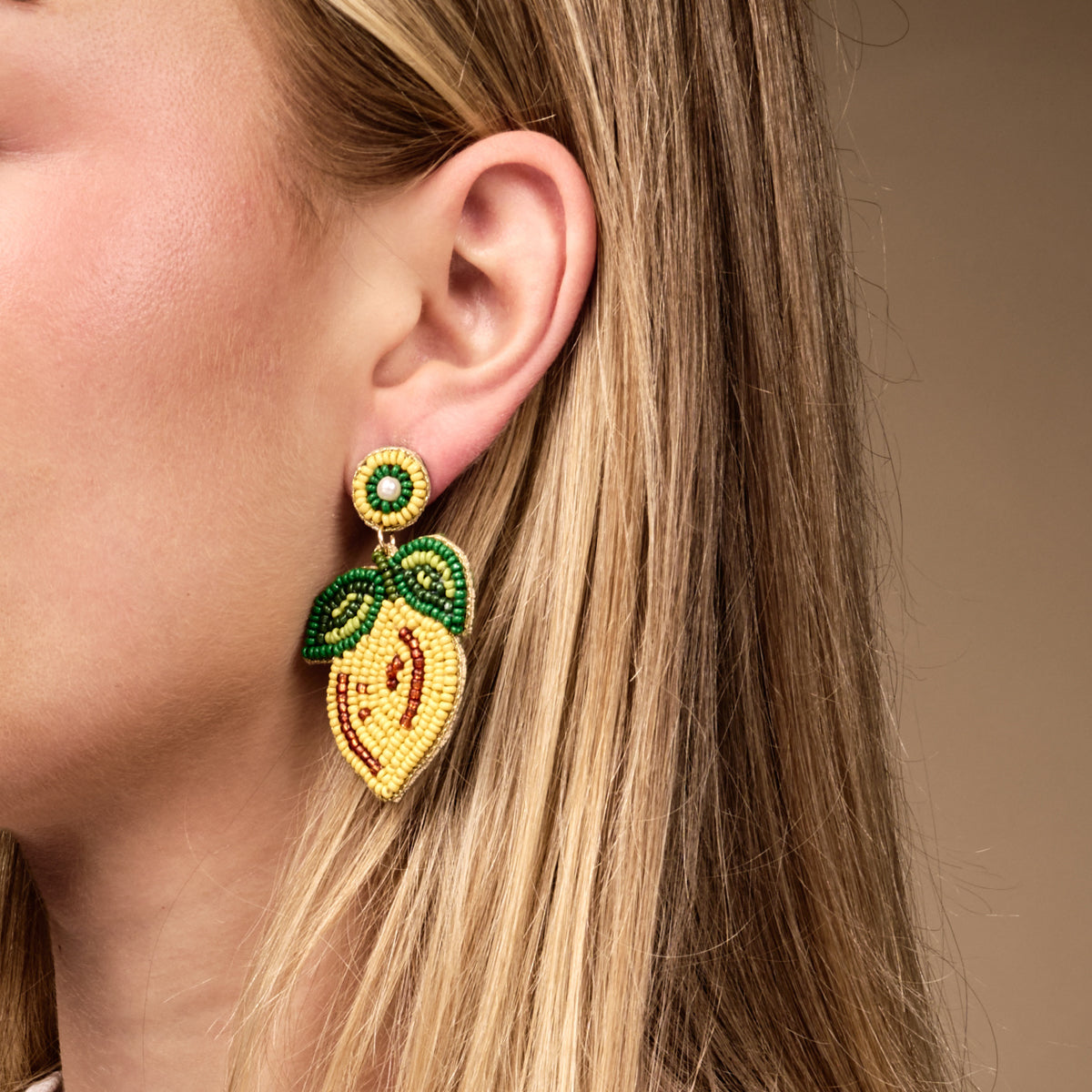 Lemon Beaded Earrings