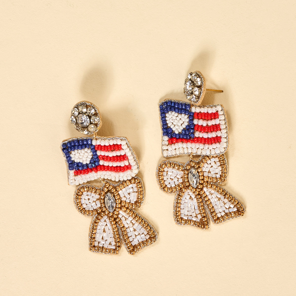 Star Spangled Bow Beaded Earrings