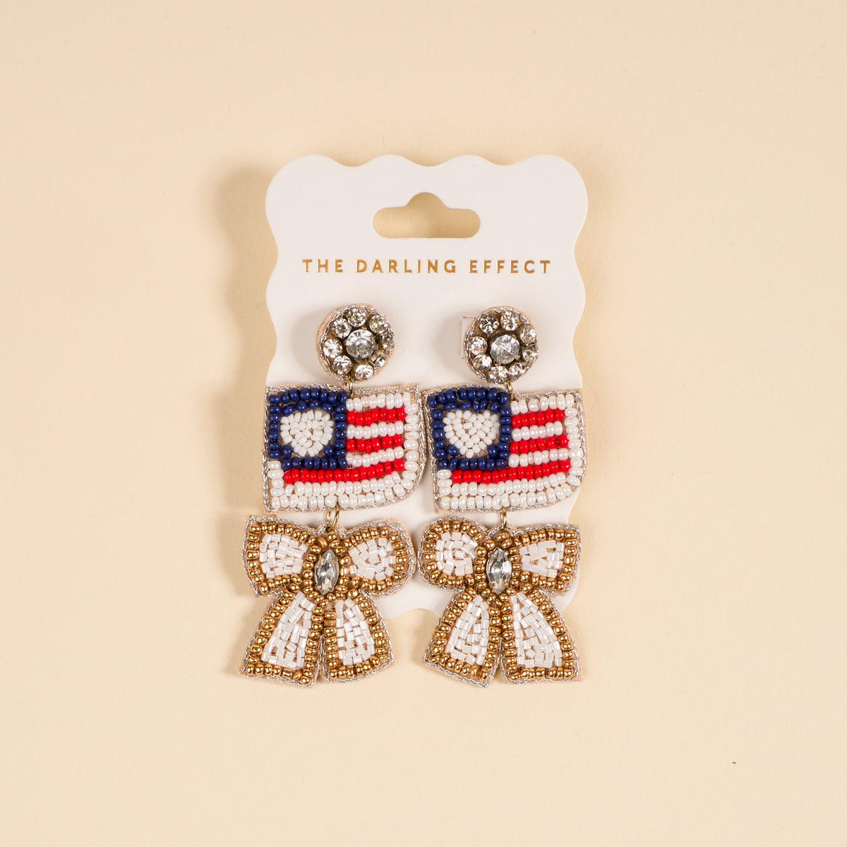 Star Spangled Bow Beaded Earrings