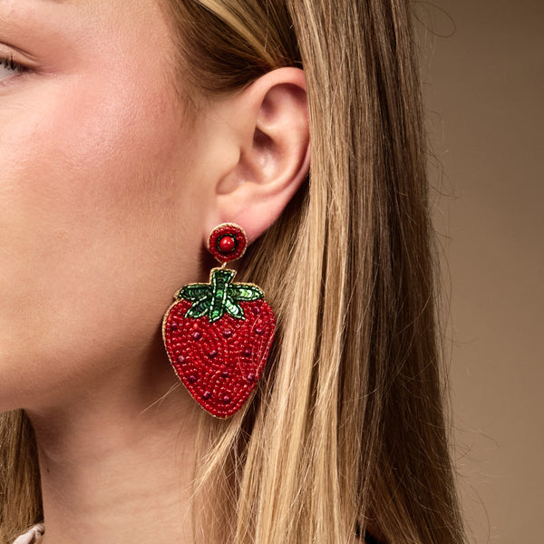 Strawberry Beaded Earrings