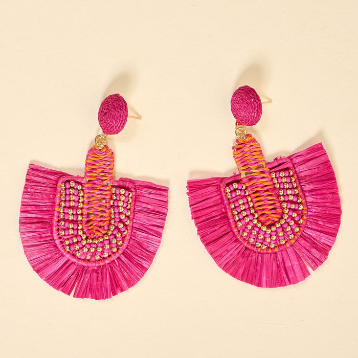 Hot Pink Fringe Earrings