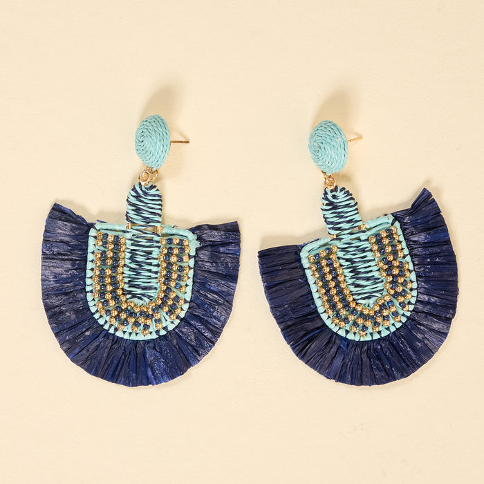Navy Fringe Earrings