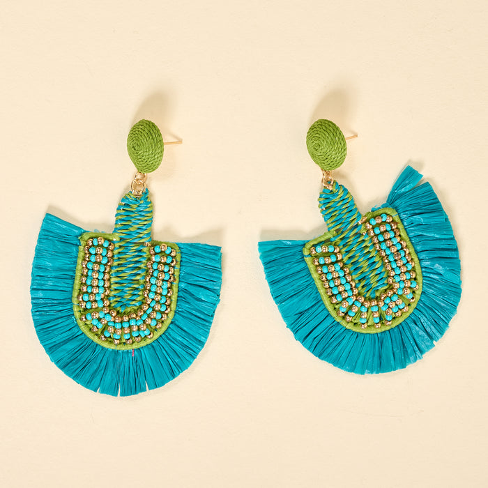 Teal Fringe Earrings
