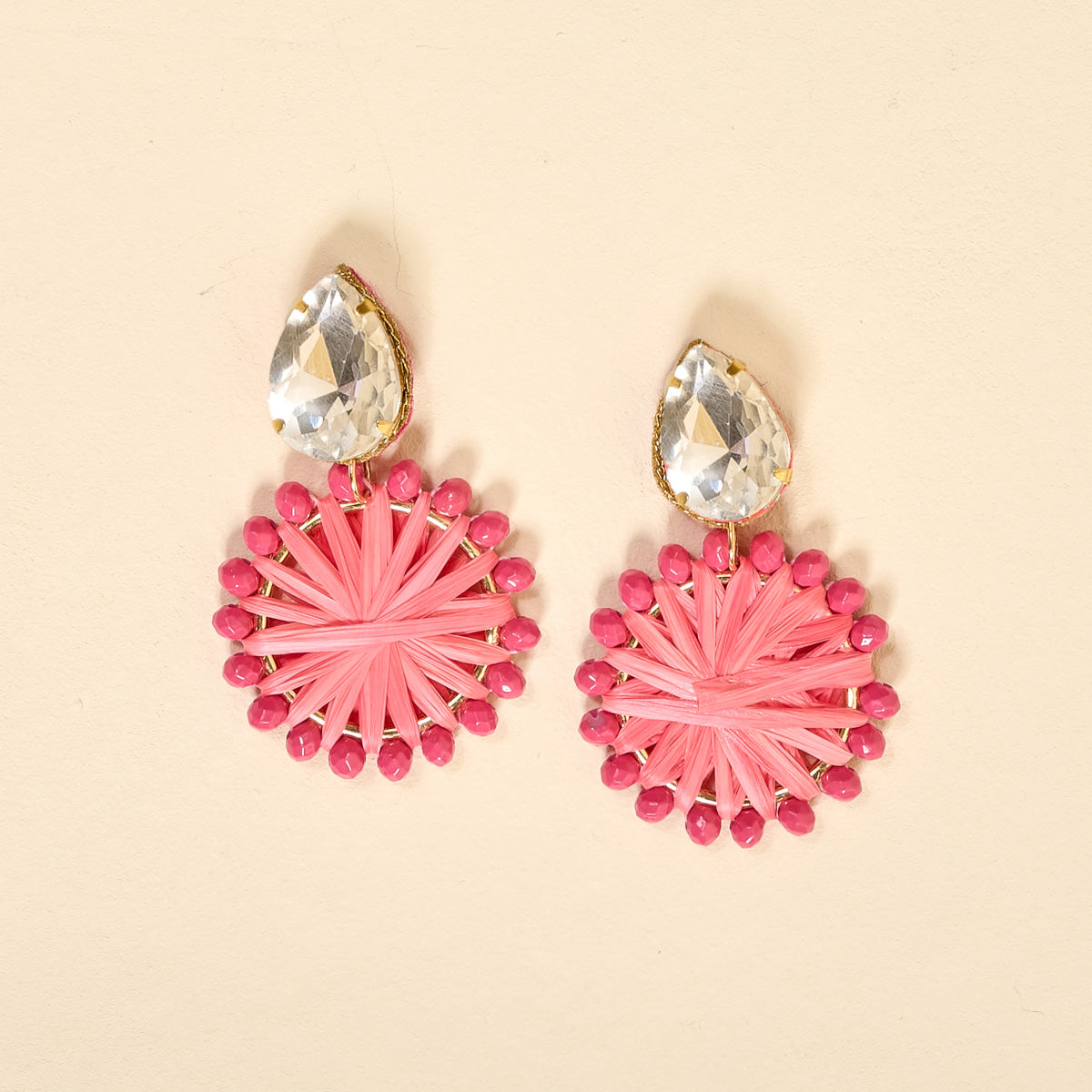 Hot Pink Radiant Gem Earrings
