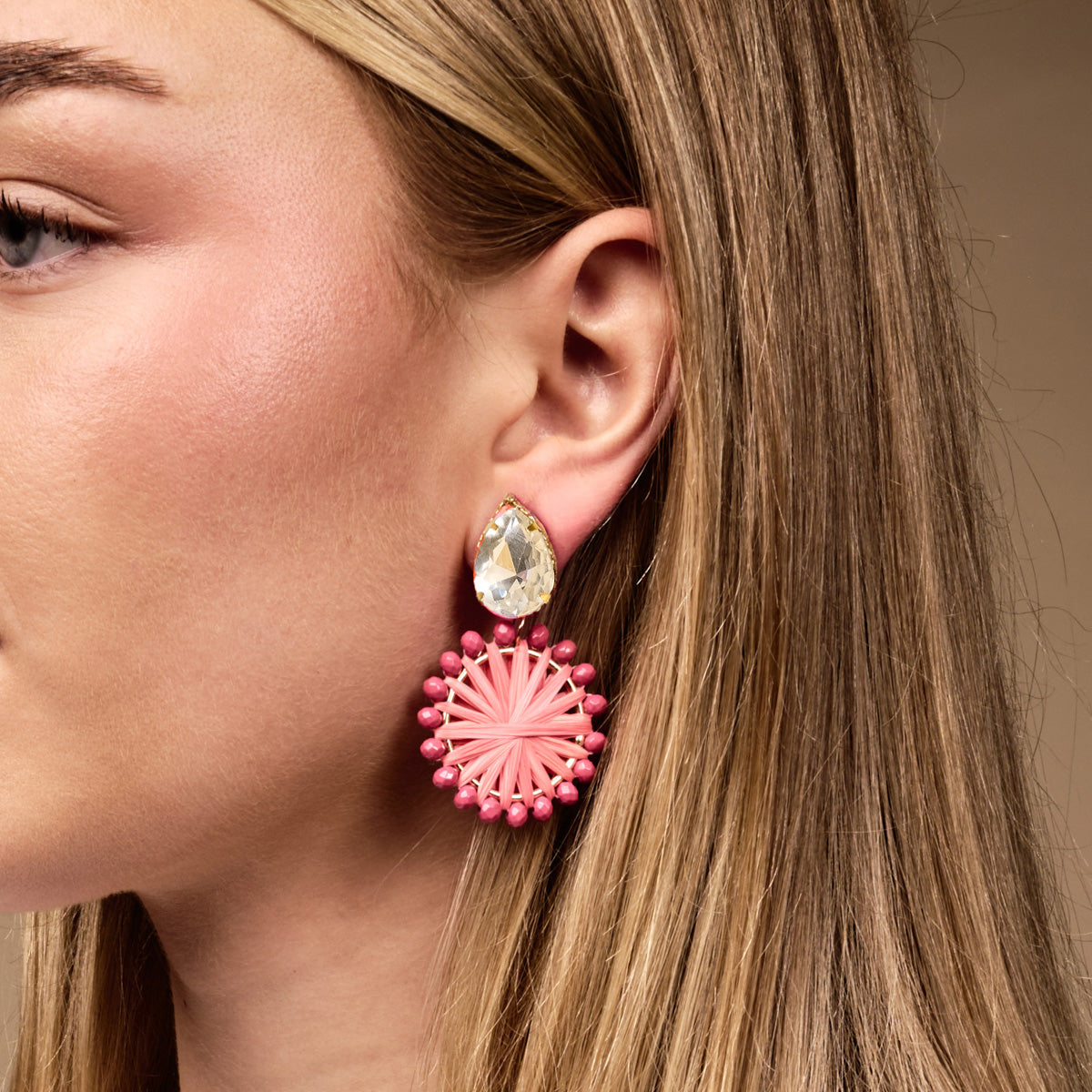 Hot Pink Radiant Gem Earrings