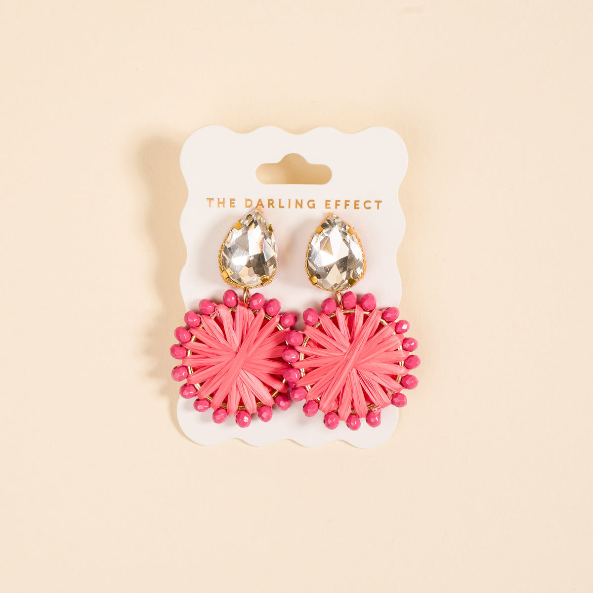 Hot Pink Radiant Gem Earrings