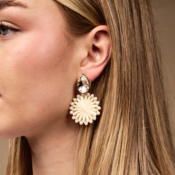 White Radiant Gem Earrings