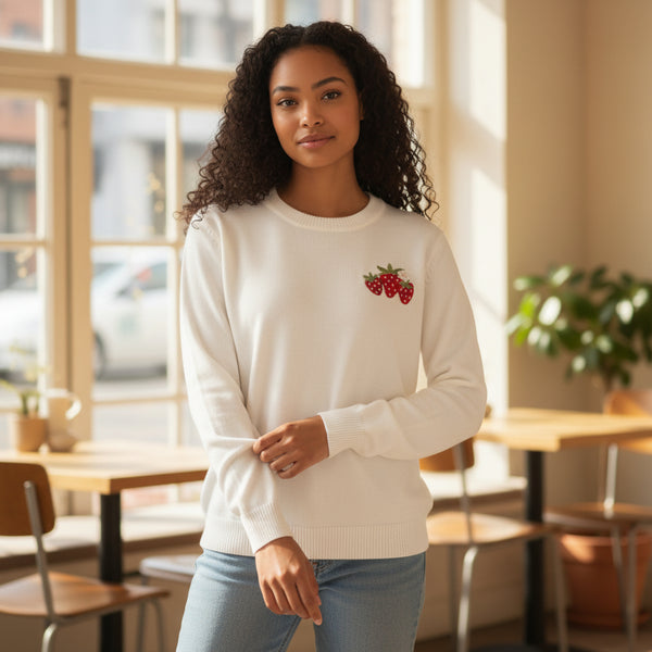 Strawberry Patch Refined Knit Sweater