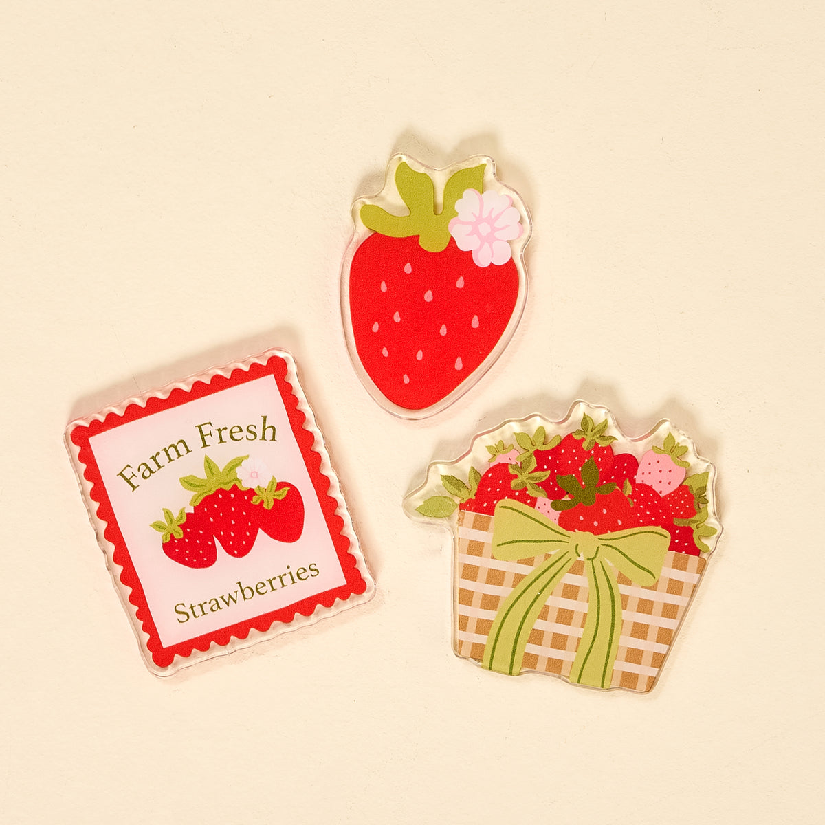 Farm Fresh Strawberries Little Magnet Set