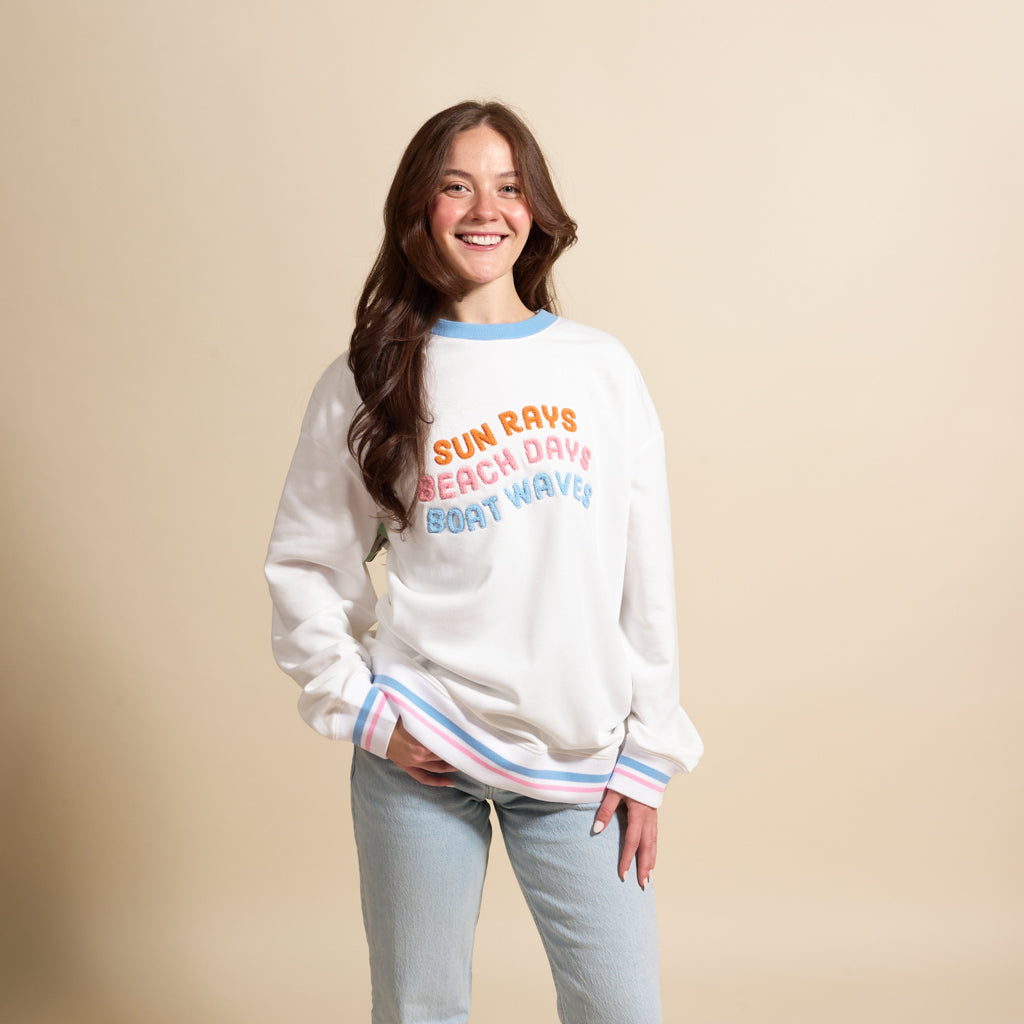 Sun Rays, Beach Days, Boat Waves Oversized Crew