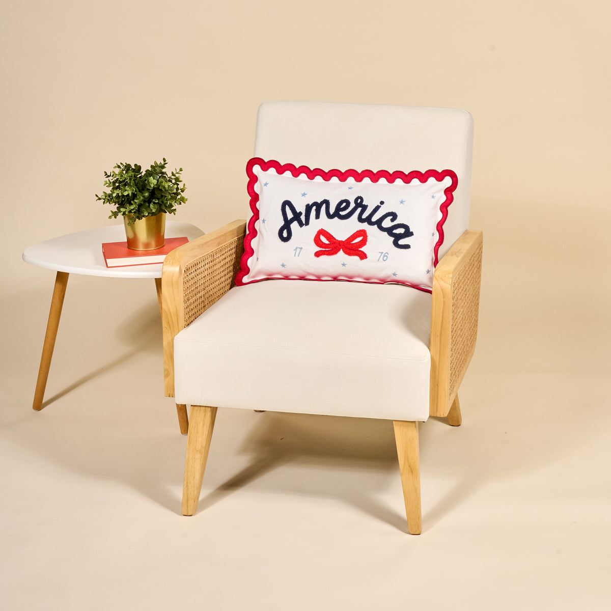 America Scalloped Rectangle Throw Pillow