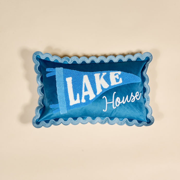 Lake House Scalloped Rectangle Throw Pillow