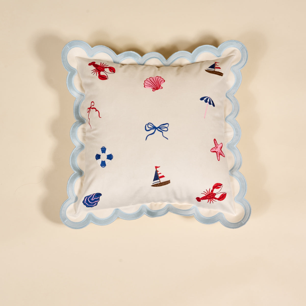 Seaside Haven Scalloped Square Throw Pillow