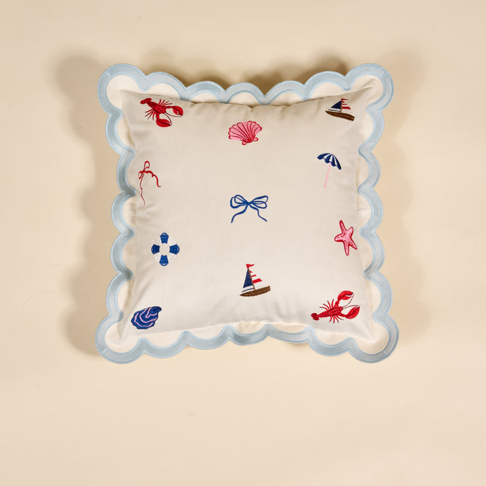 Seaside Haven Scalloped Square Throw Pillow