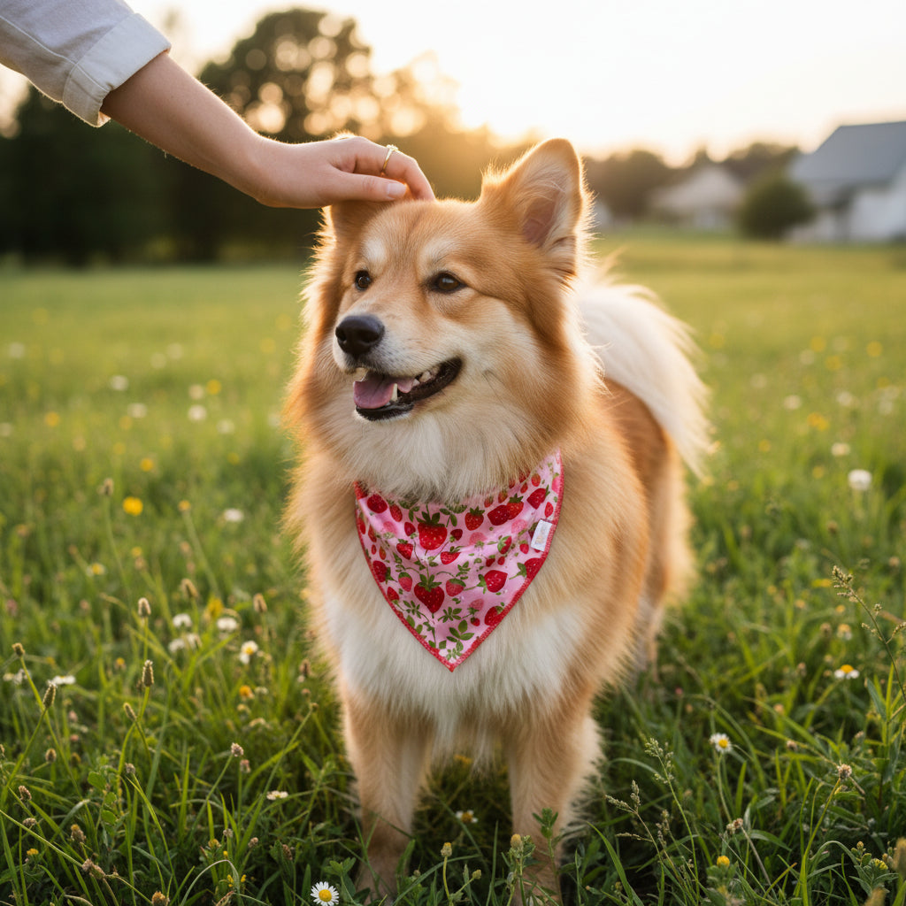Wow Pet Bandana-Strawberry Fields Bow