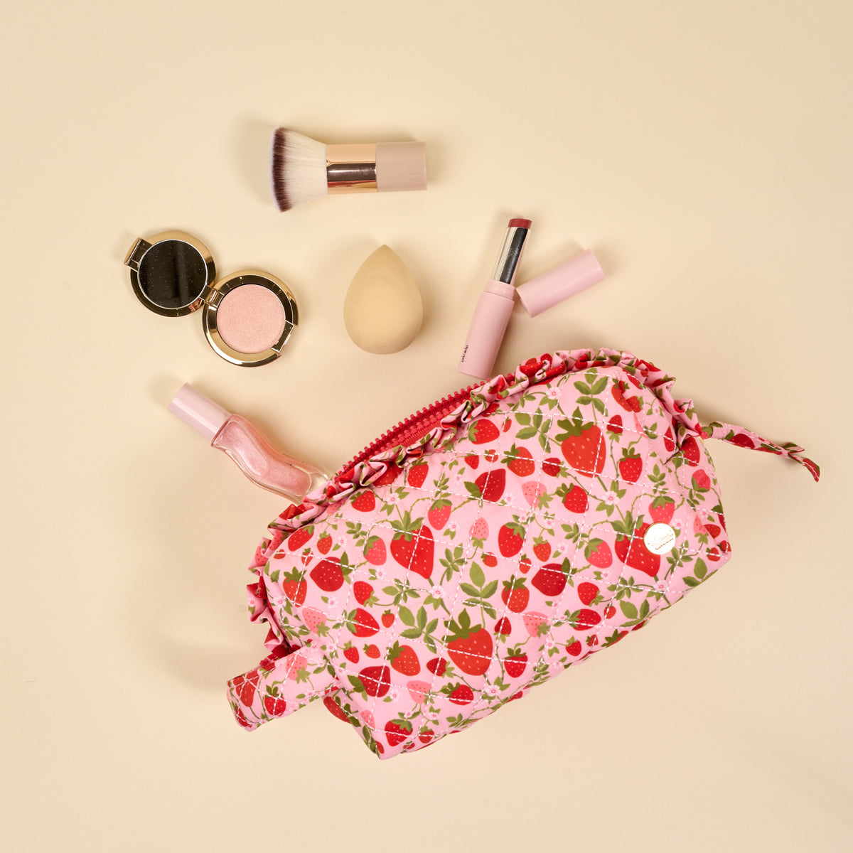 Strawberry Fields Essentials Quilted Cosmetic Pouch