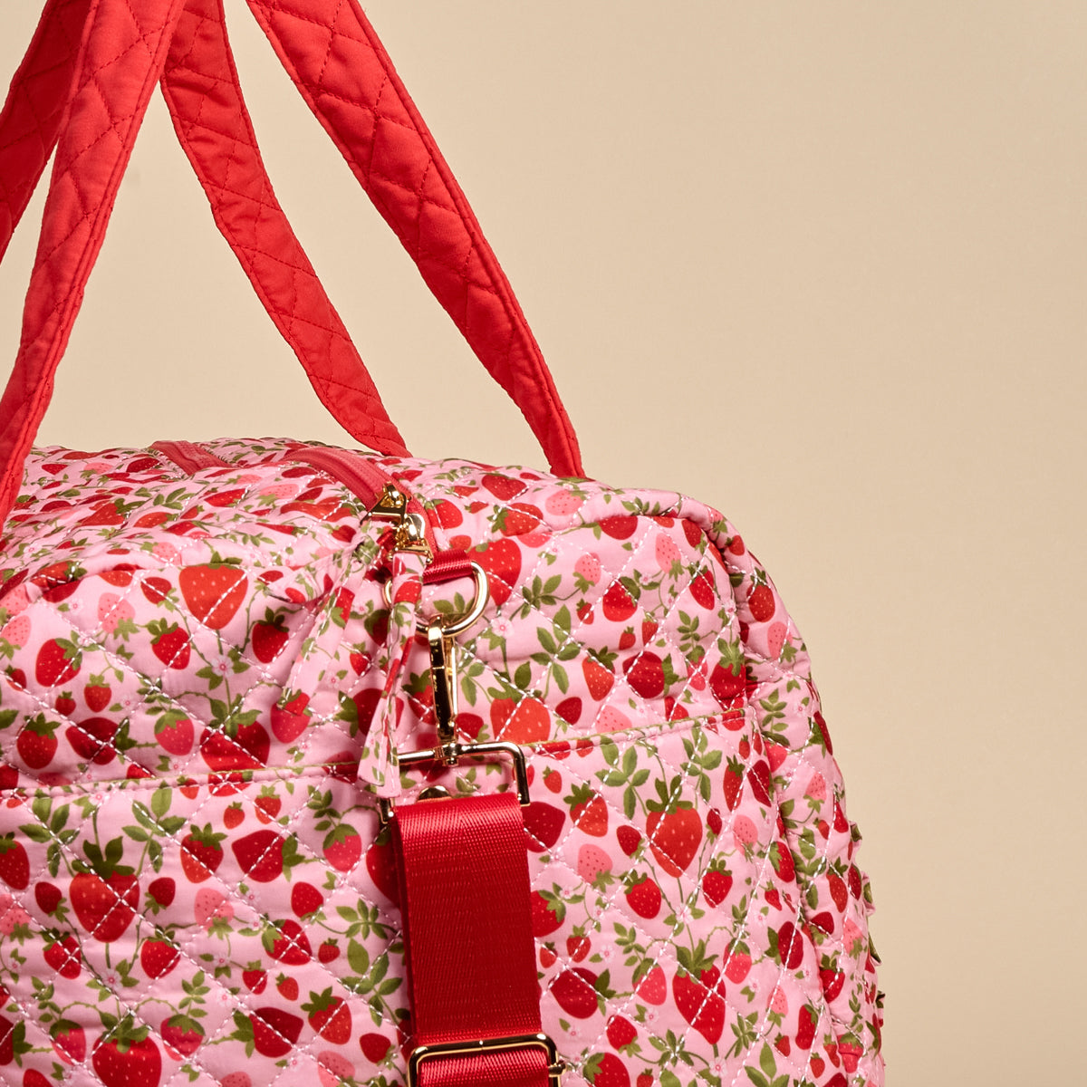 Strawberry Fields On-the-Go Quilted Weekender Bag