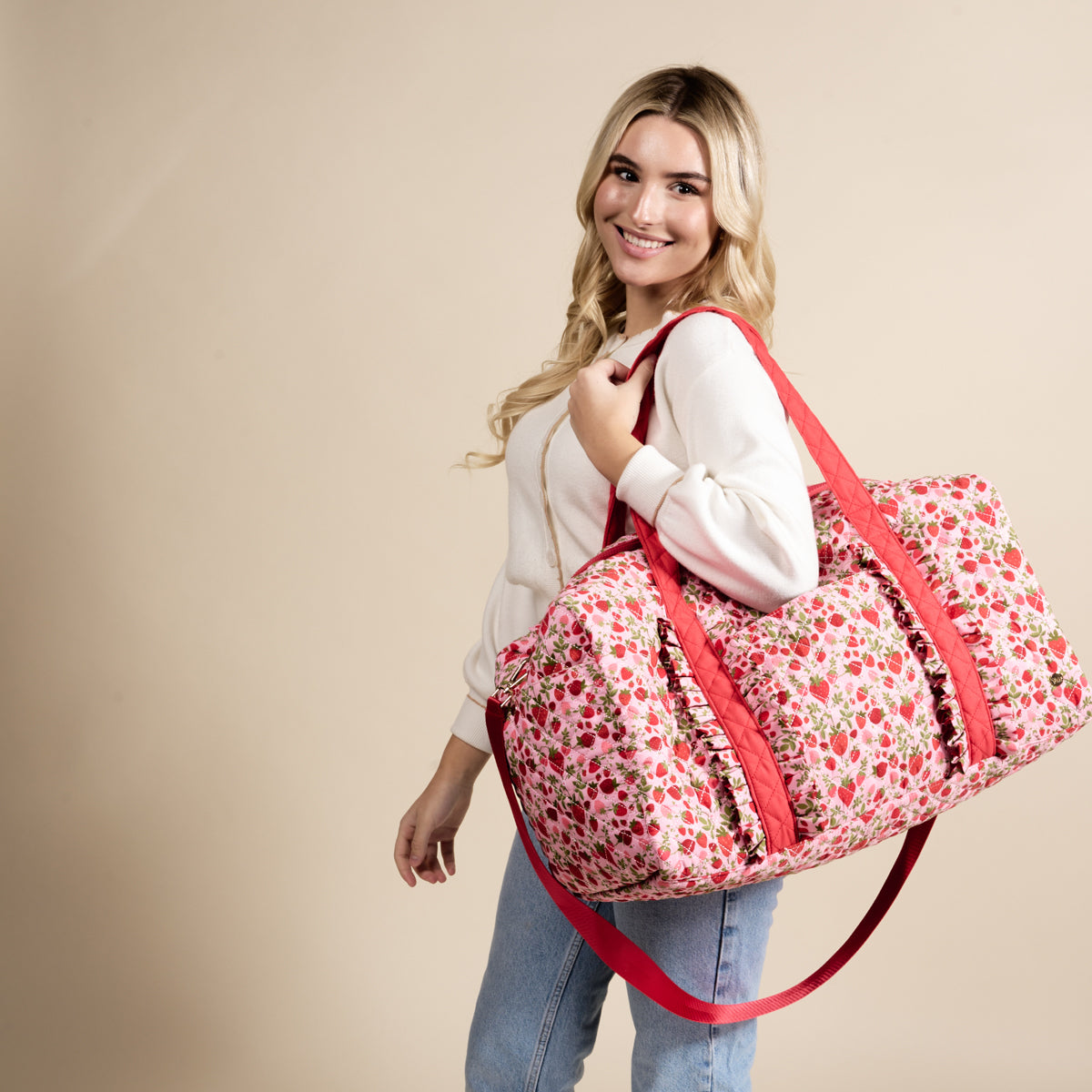Strawberry Fields On-the-Go Quilted Weekender Bag