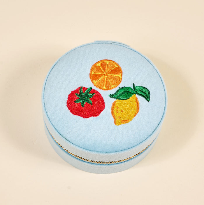 Fruit Market Round Velvet Jewelry Case
