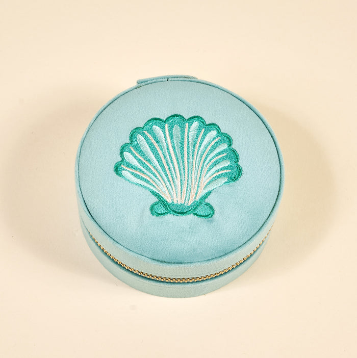Seashell Round Velvet Jewelry Case