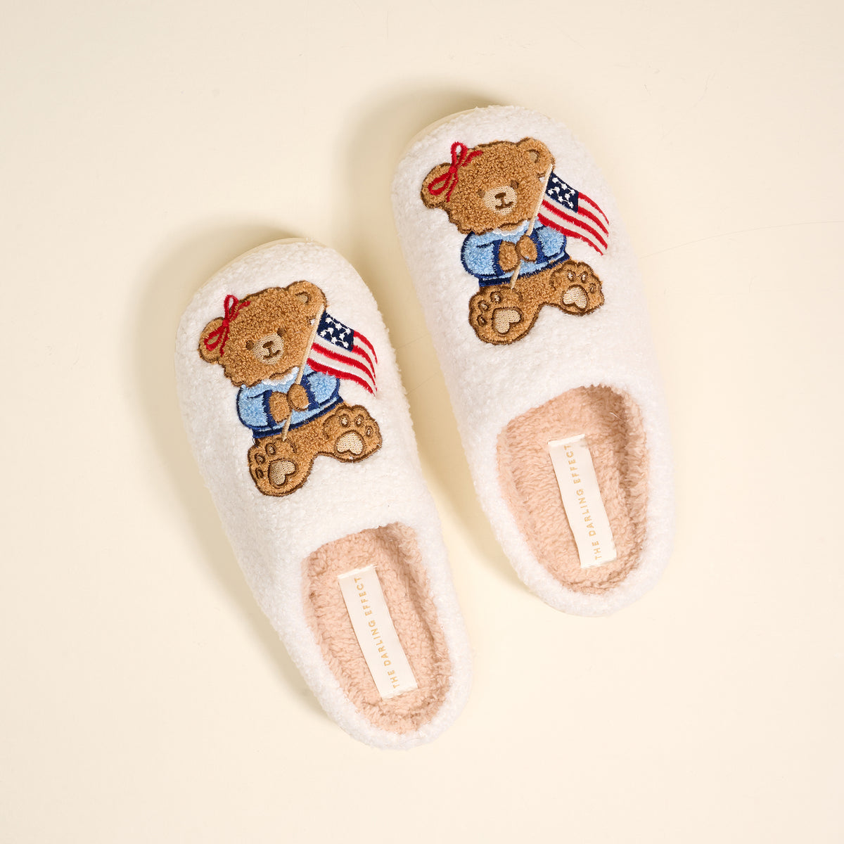 Star Spangled Bear Fuzzy Slippers