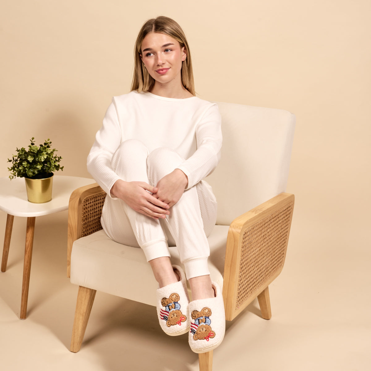 Star Spangled Bear Fuzzy Slippers