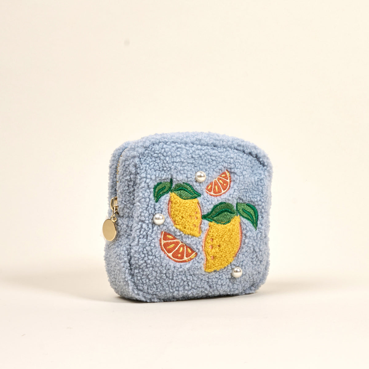 Square Citrus & Pearls Teddy Pouch