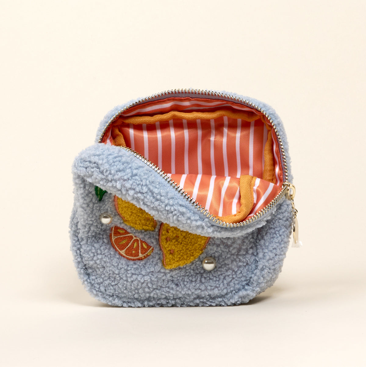 Square Citrus & Pearls Teddy Pouch