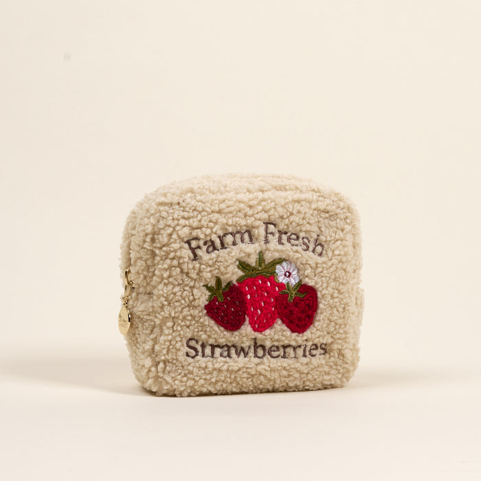 Square Farm Fresh Strawberries Teddy Pouch