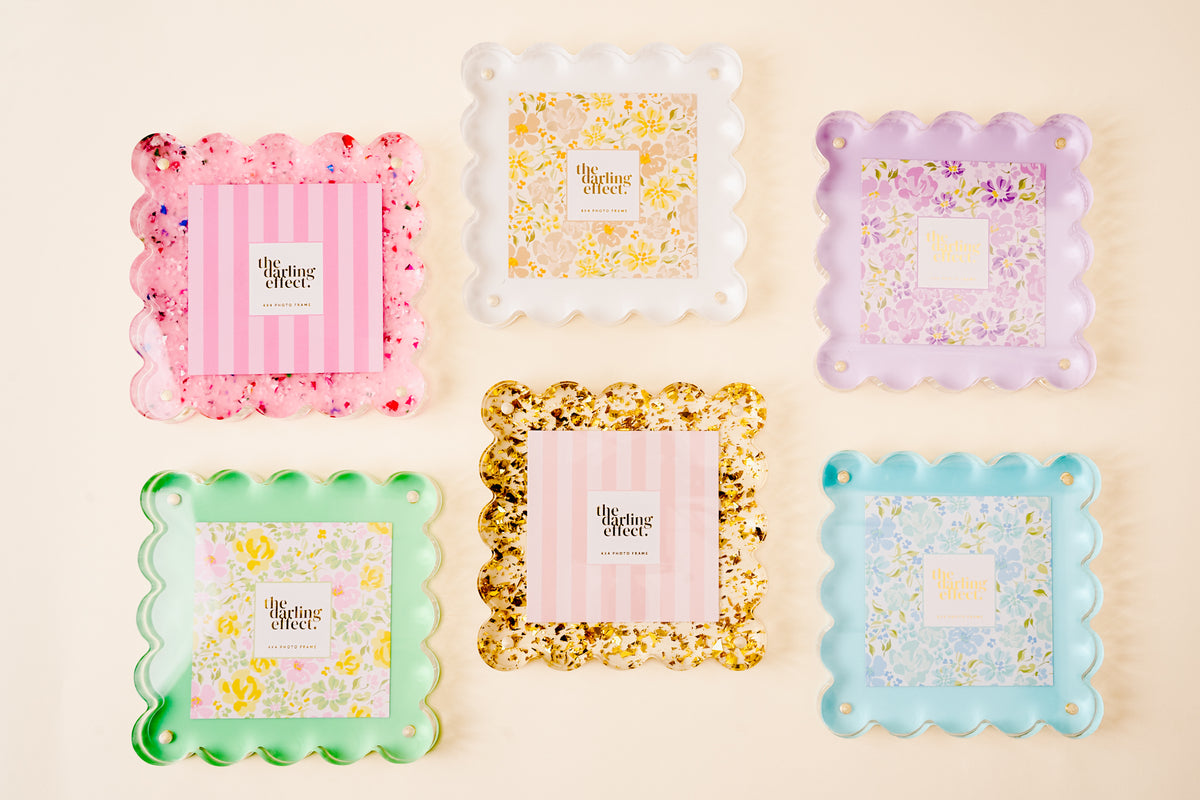 Confetti Gold Square Scalloped Acrylic Frame