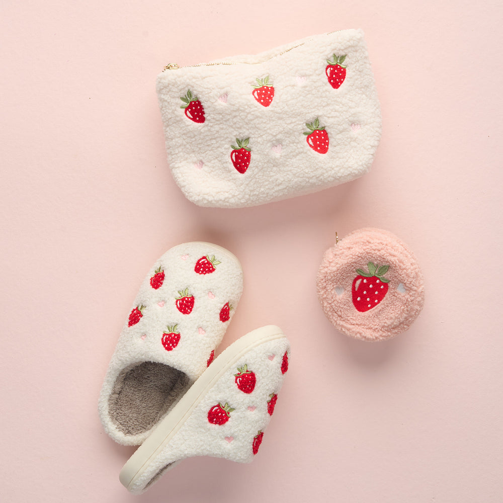 Strawberries Fuzzy Slippers