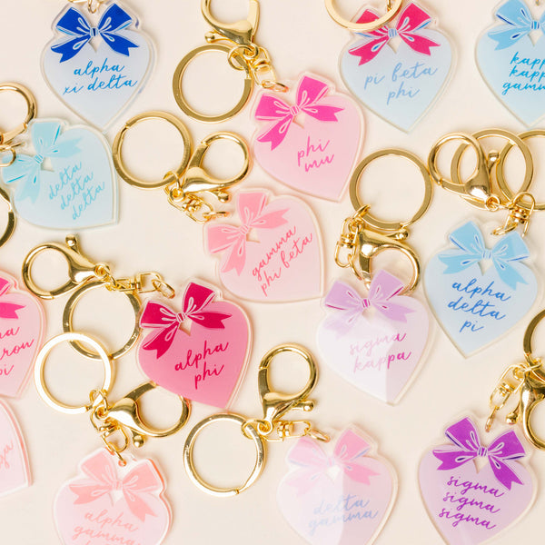 Alpha Omicron Pi Sweetheart Bow Acrylic Keychain