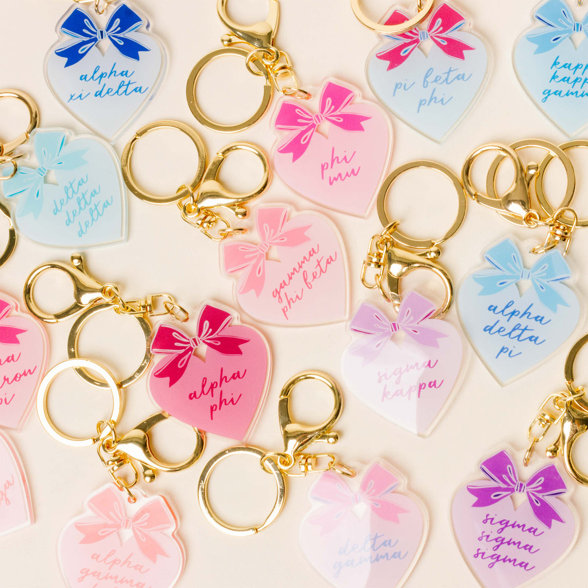 Chi Omega Sweetheart Bow Acrylic Keychain