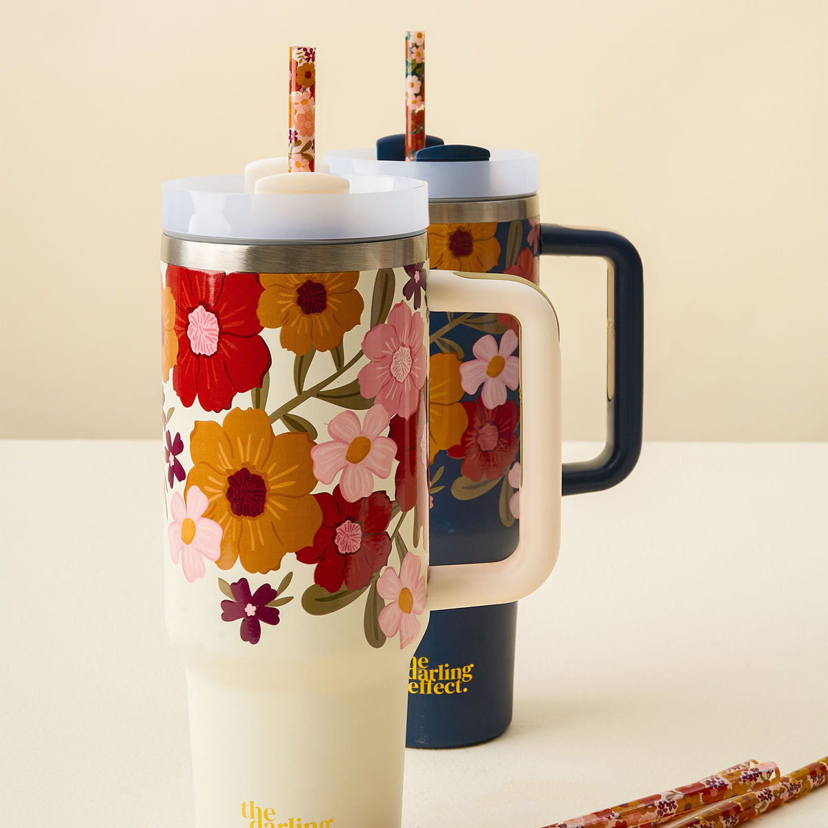 Wild About You Navy 40 oz Tumbler Straw Set