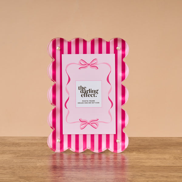 Sweetheart Stripes Rectangle Scalloped Acrylic Frame